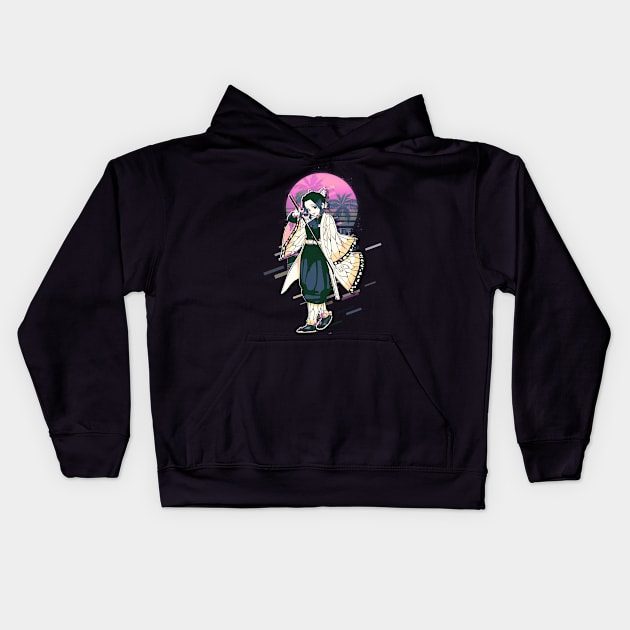 Shinobu Retro Art | Demon Slayer Kids Hoodie by SiksisArt